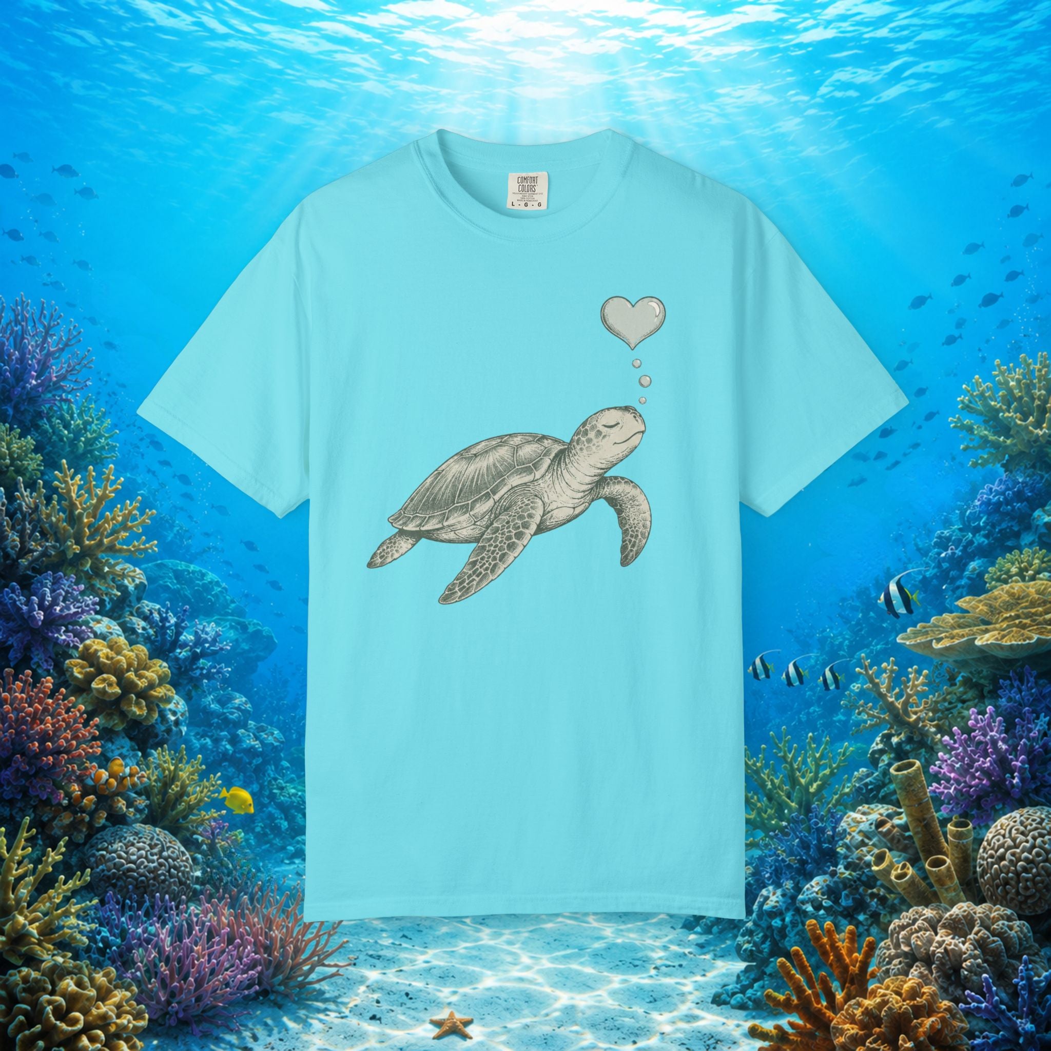 Sea Turtle Heart Bubble Tee