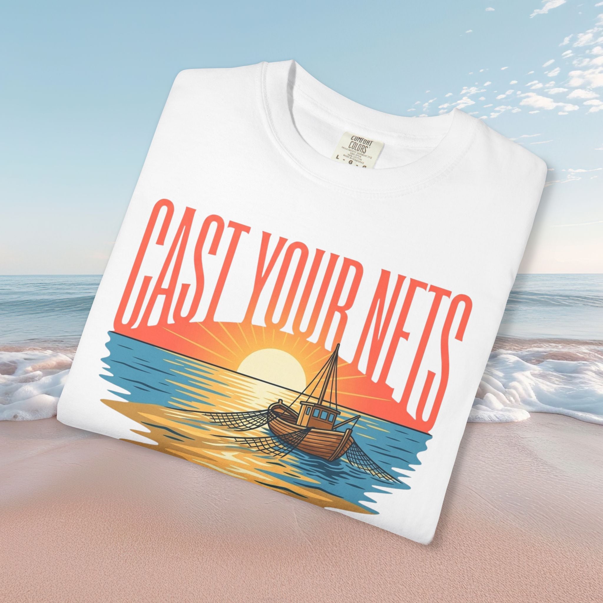 Cast Your Nets Sunset Faith Tee