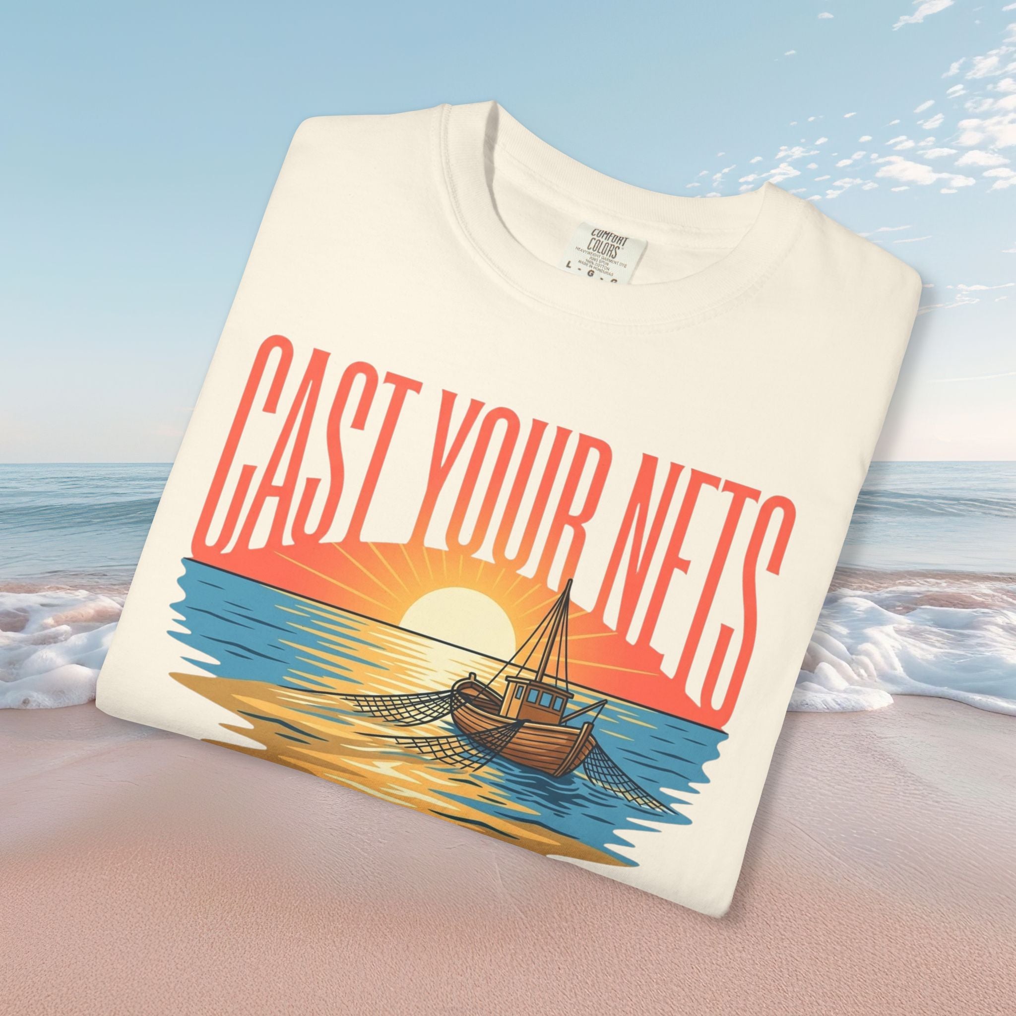 Cast Your Nets Sunset Faith Tee