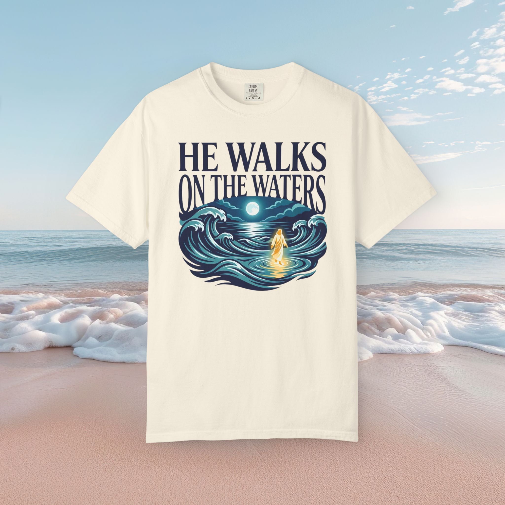 He Walks On Waters Faith Tee